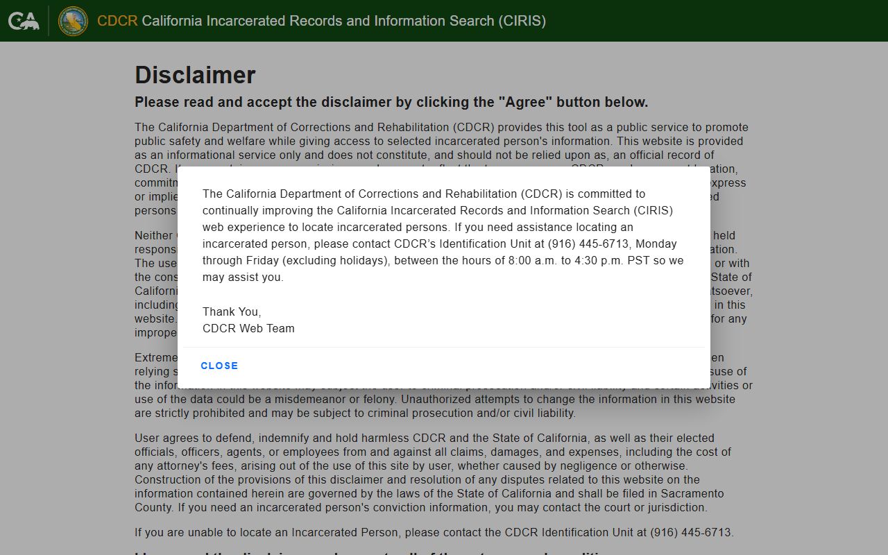 CDCR CIRIS locator for Siskiyou County state prison inmate search
